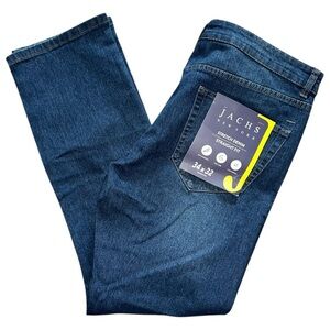 Jachs NWT Men’s 34 x 32 Dark Indigo Blue Wash Straight Fit Stretch Denim Jeans